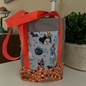 Hand Crafted Kids Halloween Bag with Orange, Black and Gray Accents